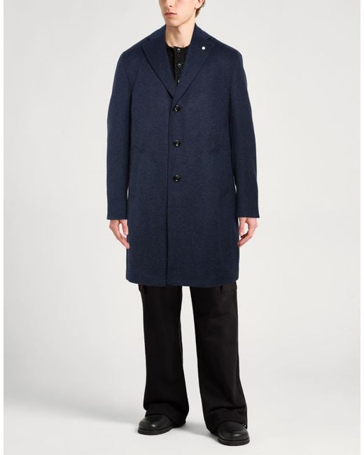Luigi Bianchi Blue Midnight Coat Wool, Cashmere for men