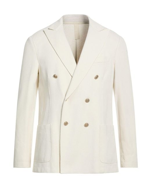 Eleventy Natural Ivory Blazer Cotton, Polyamide, Elastane for men