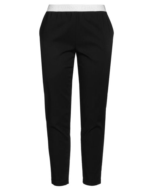ERMANNO FIRENZE Black Pants Cotton, Polyamide, Elastane, Polyester