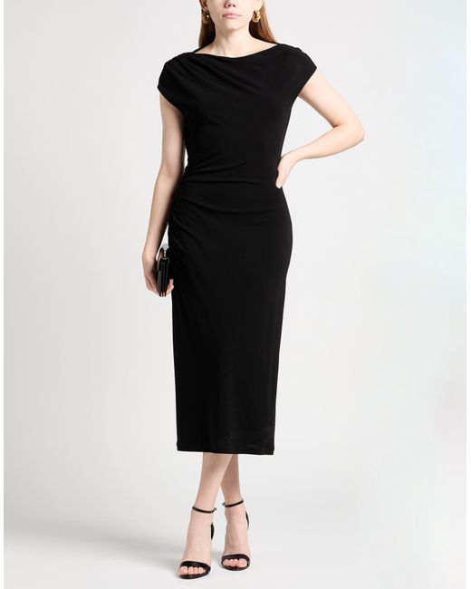 Alberta Ferretti Black Midi Dress Viscose