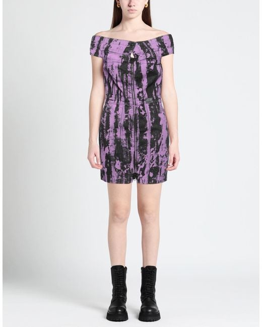 Versace Jeans Couture Purple Mini Dress Cotton, Elastane