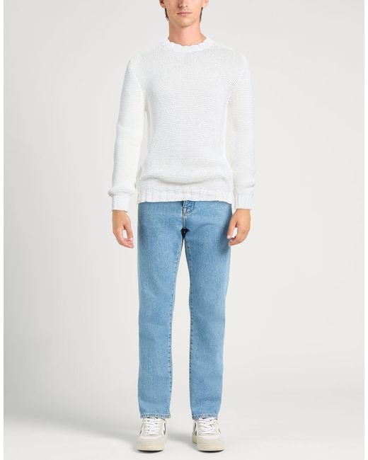 Alpha Studio White Sweater Polyester, Polyamide for men