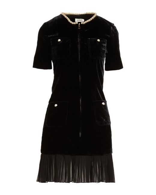 Sandro Black Mini Dress Viscose, Polyamide, Polyester