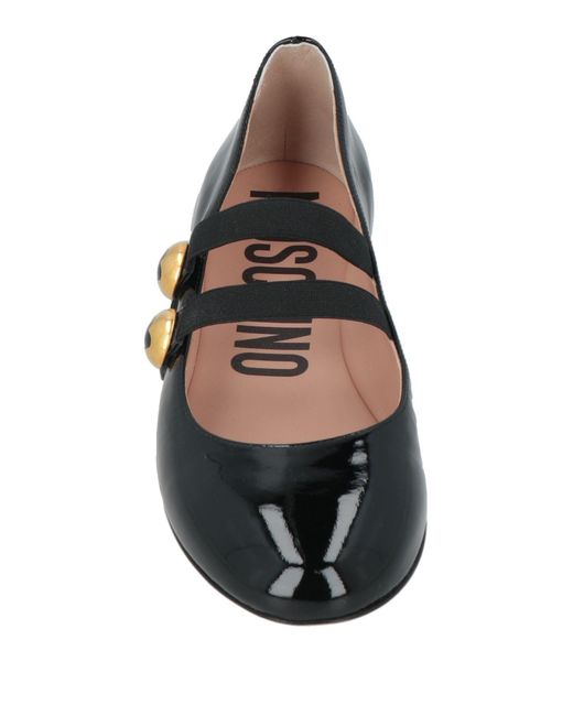 Moschino Black Couture Ballet Flats Leather