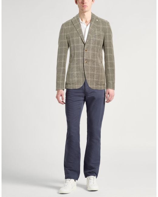 L.b.m. 1911 Gray Blazer Cotton, Linen, Nylon, Polyester for men