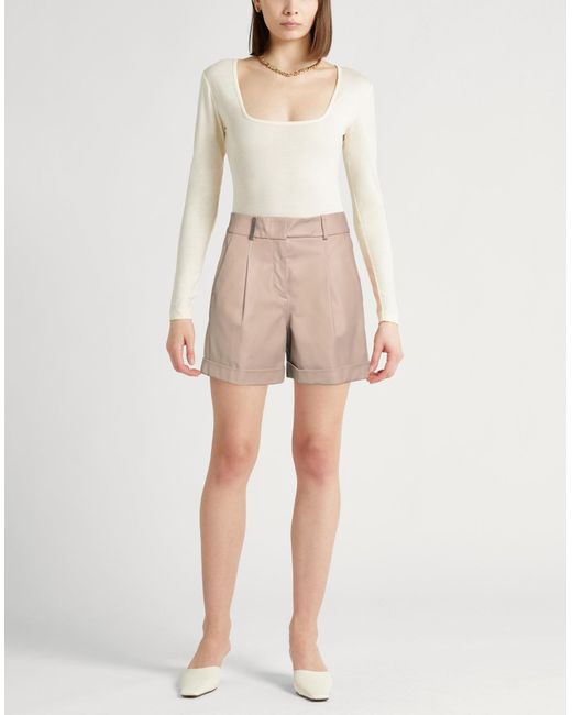 Peserico Natural Taupe Shorts & Bermuda Shorts Leather