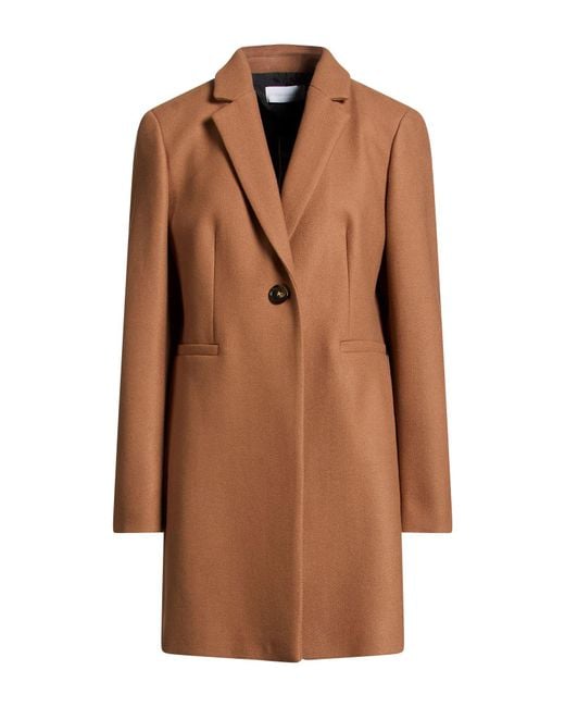 Diana Gallesi Brown Coat Wool, Polyamide, Polyester