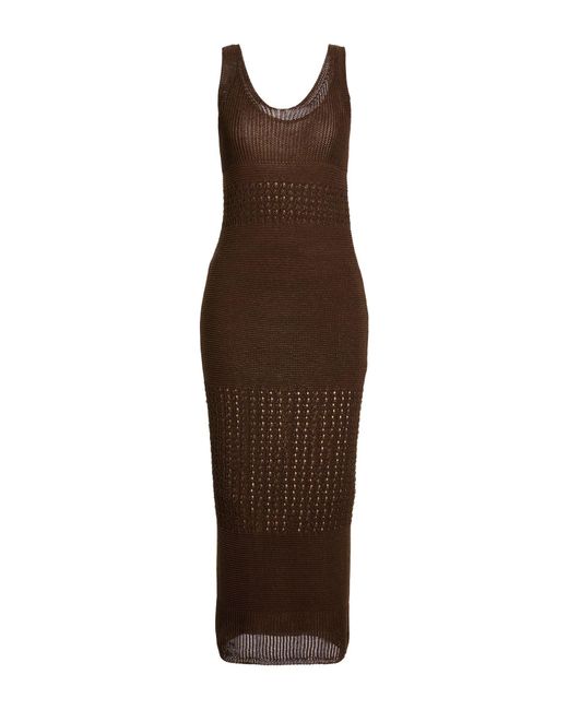 Max Mara Brown Maxi Dress Cotton, Polyamide