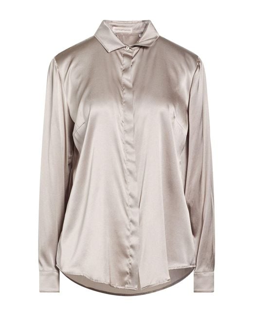 Camicettasnob Gray Taupe Shirt Silk, Elastane