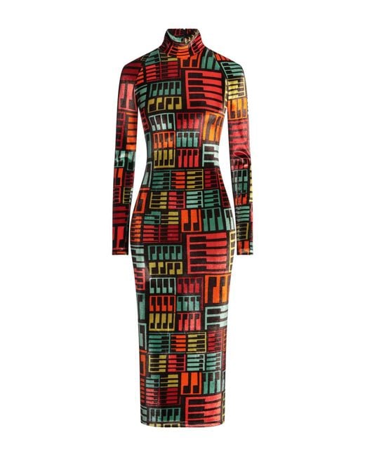 Emilio Pucci Red Midi Dress Viscose, Polyamide, Elastane
