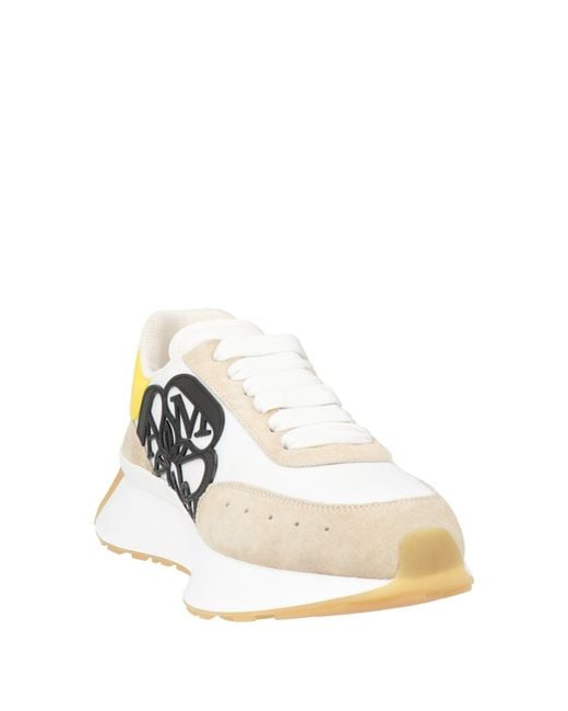 McQueen White Sand Sneakers Leather, Textile Fibers