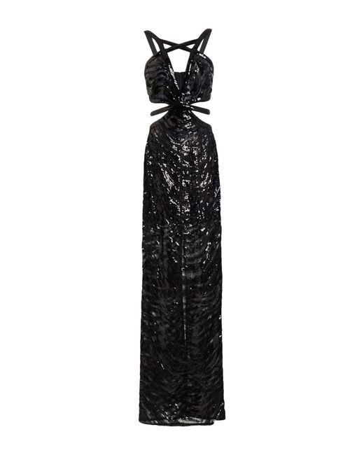 Just Cavalli Black Maxi Dress Polyester, Polyamide
