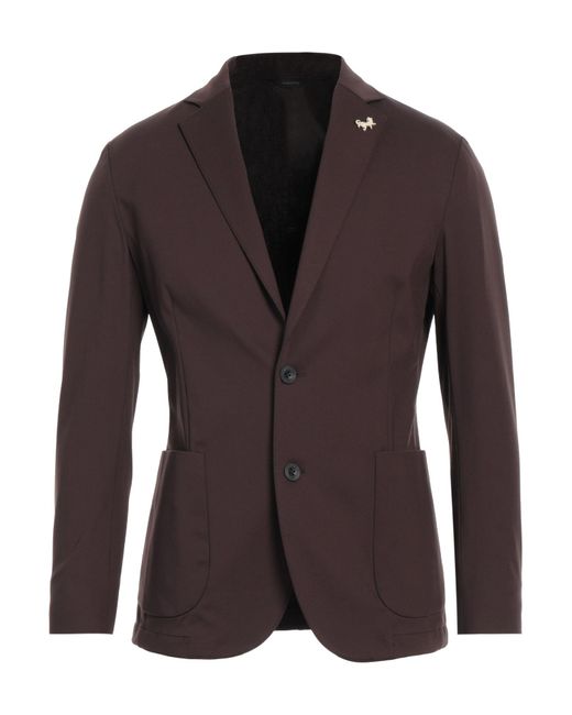 Tombolini Brown Blazer Polyamide, Elastane for men