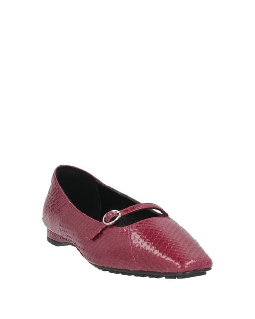 SEBAS. Purple Burgundy Ballet Flats Leather