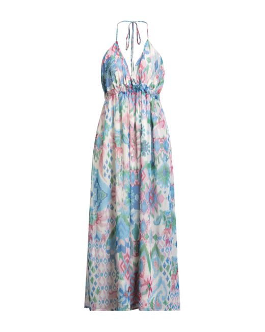 Rebel Queen Blue Sky Maxi Dress Polyester, Metal