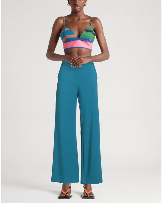 Ottod'Ame Blue Pants Polyester, Viscose, Elastane