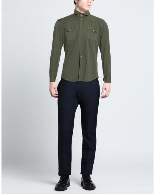 BASTONCINO Green Military Shirt Cotton for men