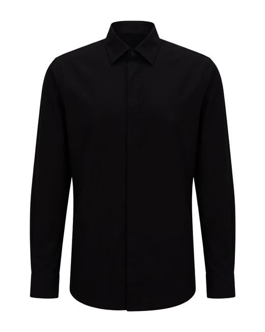PT Torino Black Shirt Virgin Wool for men