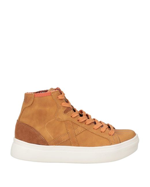 Munich Brown Sneakers Leather, Textile Fibers
