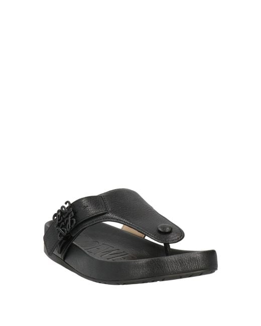 Loewe Black Leather Anagram Buckle Comfort Sandals