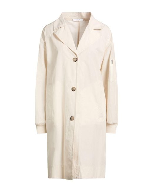Peserico Natural Ivory Overcoat & Trench Coat Cotton, Polyamide
