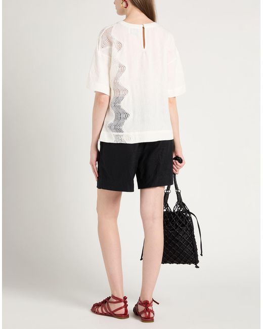 Alpha Studio White Top Linen, Viscose, Polyester