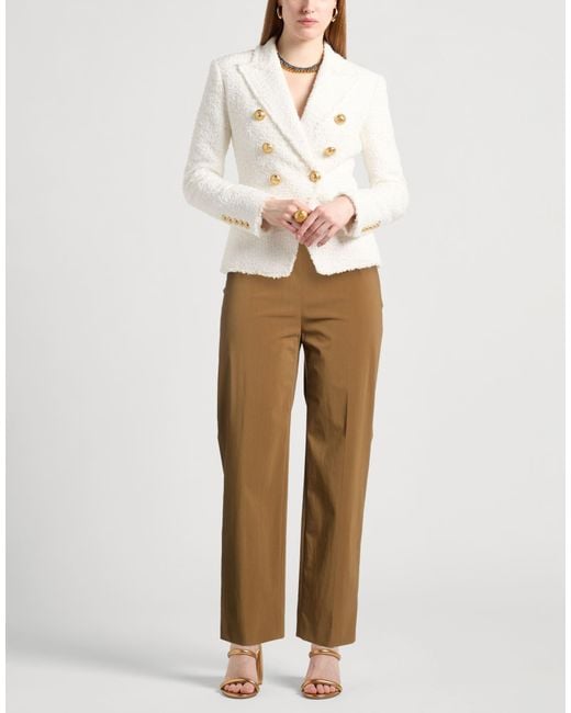 Alberta Ferretti Natural Pants Virgin Wool, Polyamide, Elastane