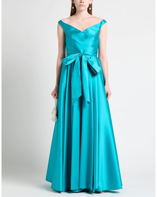 ATELIER LEGORA Blue Maxi Dress Polyester, Silk