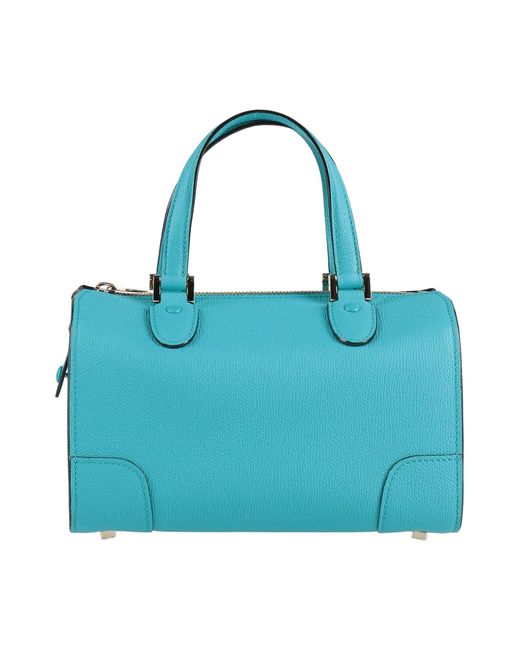 Valextra Blue Babila Mini -- Sky Handbag Calfskin