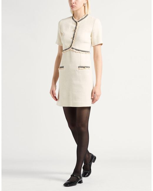 Sandro Natural Ivory Mini Dress Cotton, Viscose, Acrylic, Polyamide, Polyester
