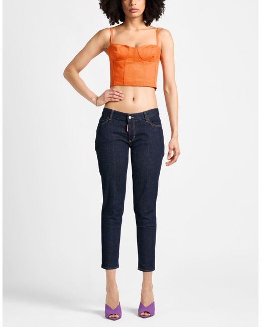 DSquared² Blue Jeans Cotton, Elastane, Cow Leather