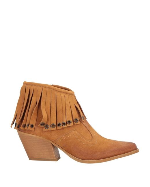 Divine Follie Brown Camel Ankle Boots Leather