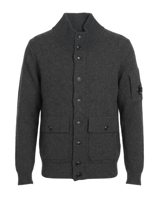 C P Company Gray Cardigan Wool, Polyamide for men