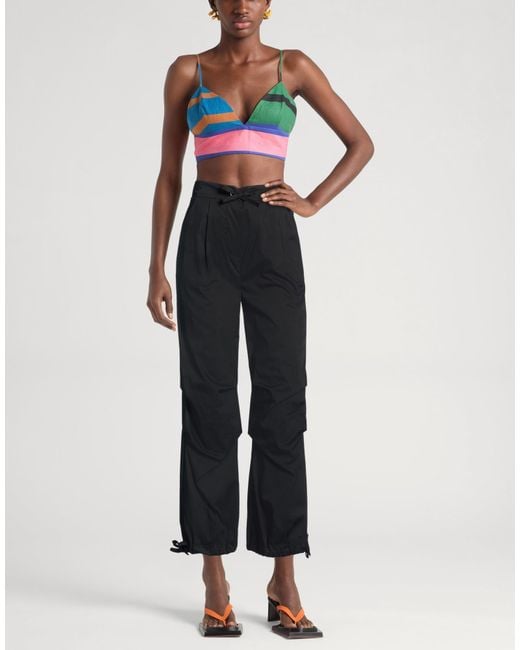 Carla G Black Pants Cotton, Polyamide, Elastane