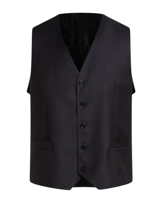 Canali Black Tailored Vest Wool for men