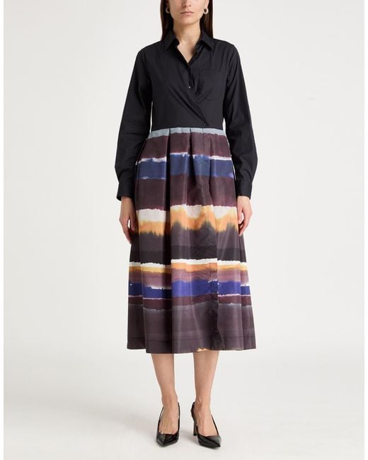 Sara Roka Black Midi Dress Polyester