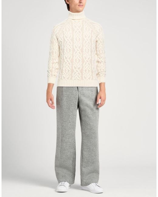 Isaia White Ivory Turtleneck Cashmere, Wool for men