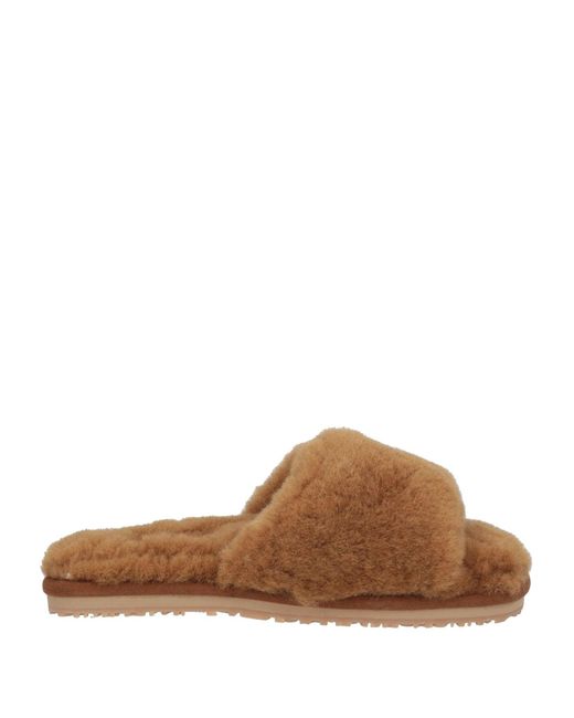 Mou Brown Camel Sandals Shearling