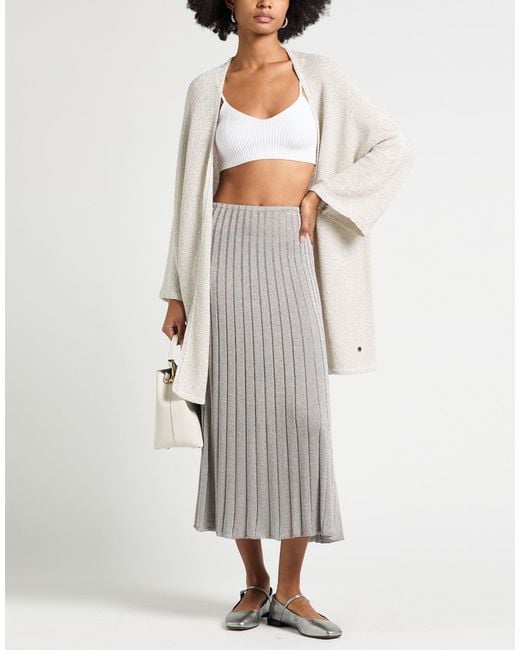 Roberto Collina Gray Midi Skirt Viscose, Polyester