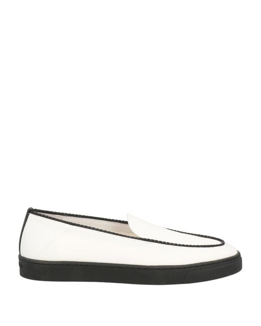 Giorgio Armani White Loafers Textile Fibers, Leather