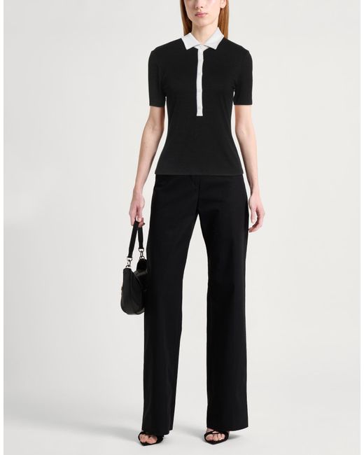 Rag & Bone Black Polo Shirt Rayon, Polyester, Elastane