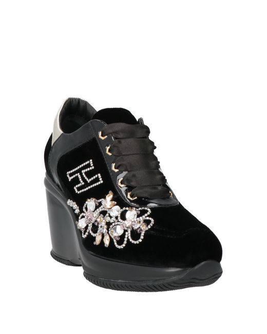 Hogan Black Sneakers Leather, Textile Fibers