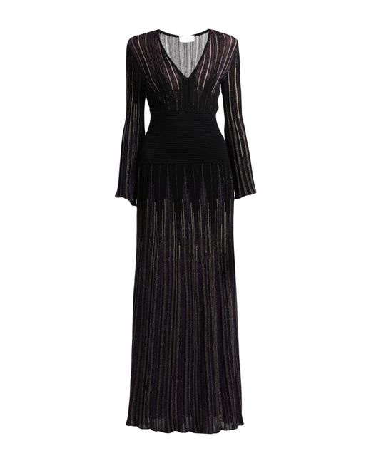 Nenette Black Maxi Dress Wool, Acrylic, Viscose, Polyester, Metallic Polyester