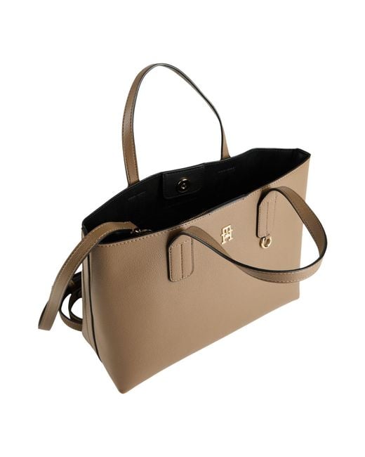 Tommy Hilfiger Brown Taupe Handbag Polyurethane