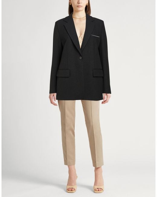 Peserico Black Blazer Polyester, Viscose, Cotton, Elastane