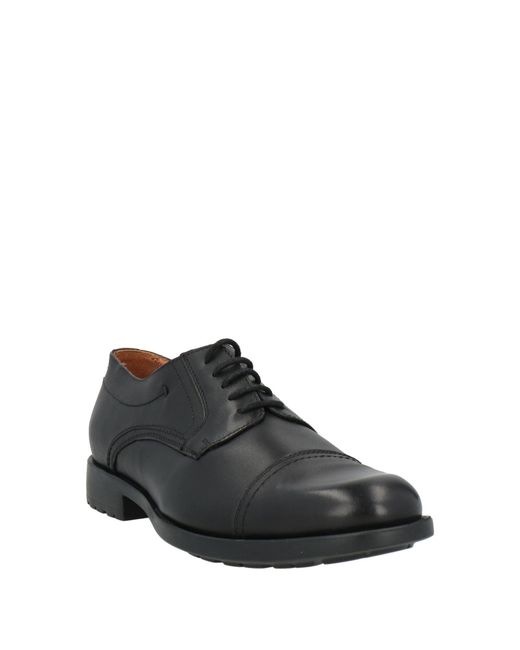 Valleverde Black Lace-Up Shoes Leather for men