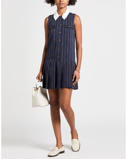 Sandro Blue Mini Dress Viscose, Polyester, Elastane