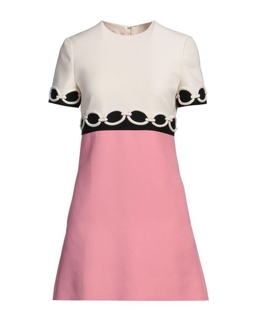 Valentino Garavani Pink Ivory Mini Dress Virgin Wool, Silk, Polyester