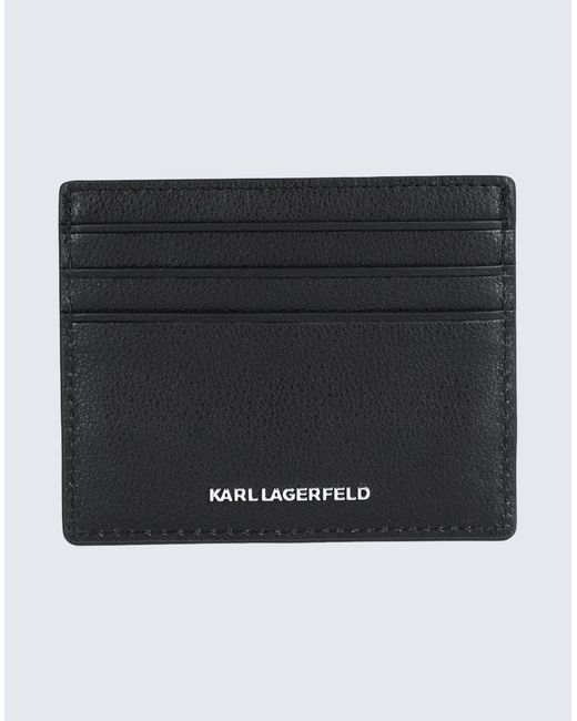 Karl Lagerfeld Black Document Holder Cow Leather