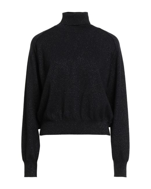 Peserico Black Easy Turtleneck Wool, Cashmere, Polyester